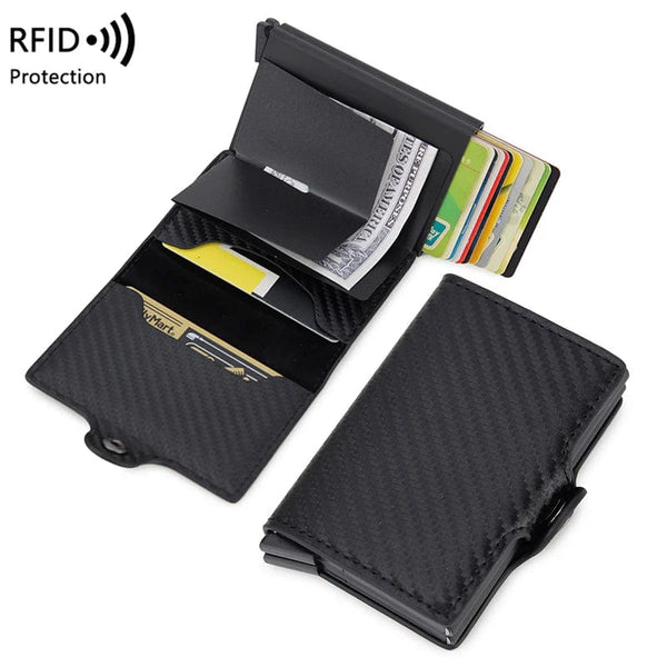 Secure Style Companion: RFID Blocking Credit Card Holder in Carbon Fiber Aluminium Wallet