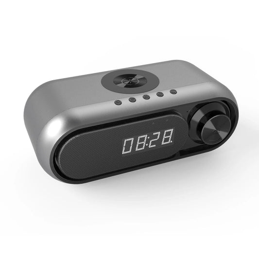 Wireless Radio Alarm Clock with USB Charger and Speaker: Mains Powered LED Display