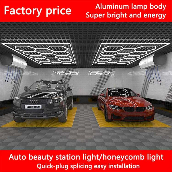 Modern Design, Superior Illumination: Honeycomb Hexagon Ceiling Lamp for Car Wash