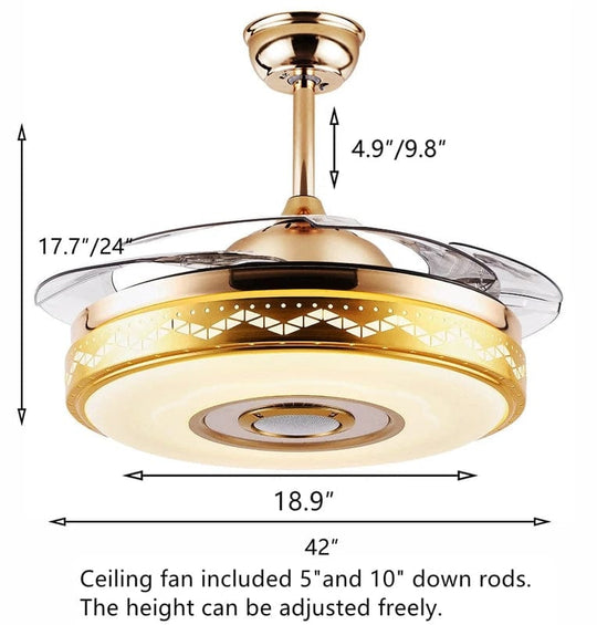 Enchanting Elegance: 42'' Blades Fan Chandelier - Remote Control Fan Lighting for Dining Room Ambiance