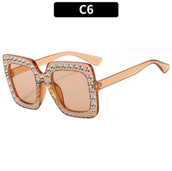 Luxury Oversize Retro Square Sunglasses with Rhinestone Bling: Newest Fashion for Women