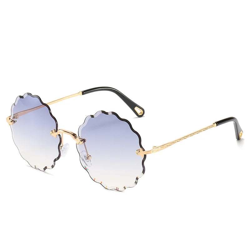 Exquisite Floral Rimless Sunglasses: Fashion Luxury for Women & Men