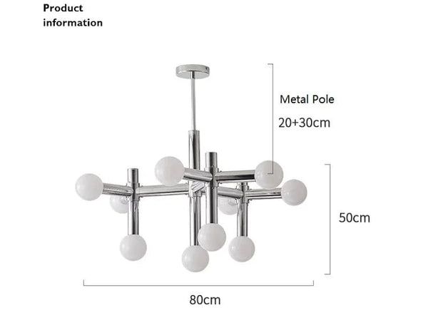 Minimalist Elegance: Nordic Iron Glass Ball Pendant Lamp - Chrome Atomic Chandelier for Stylish Living Room Hanging Lights