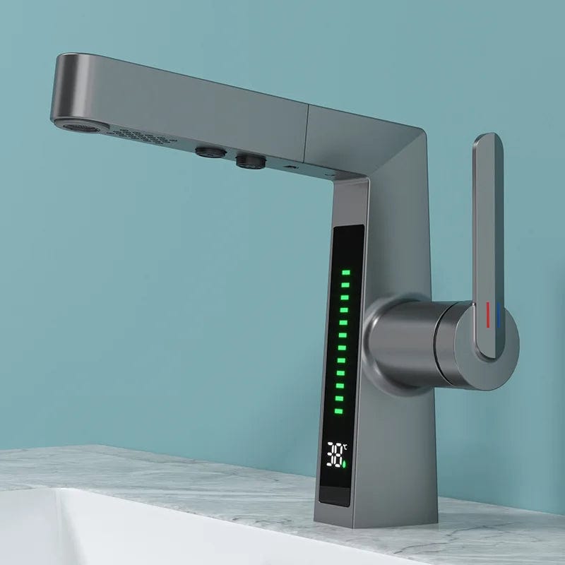 Upgrade Your Space: Single Handle Pull Out Faucet with Digital Display for Style and Convenience