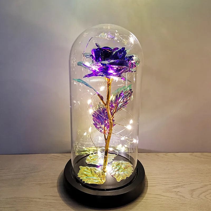 Radiant Romance: Colorful LED Light Strings with Gold-Plated Galaxy Rose - A Valentine's Gift