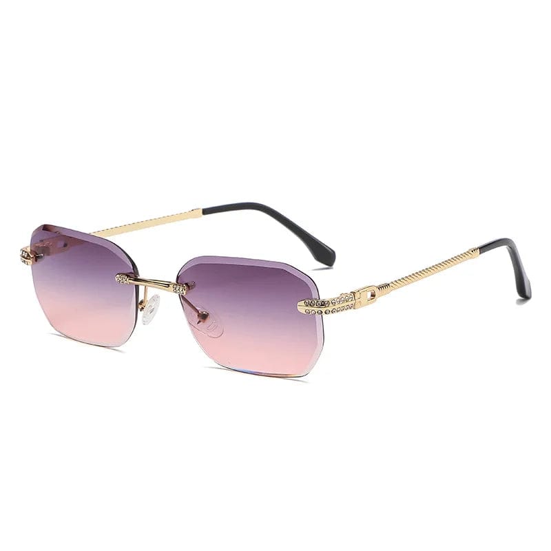 Fashion Trendy Sun Glasses - Women's Rimless Diamond Decoration Glasses, Frameless Sunglasses