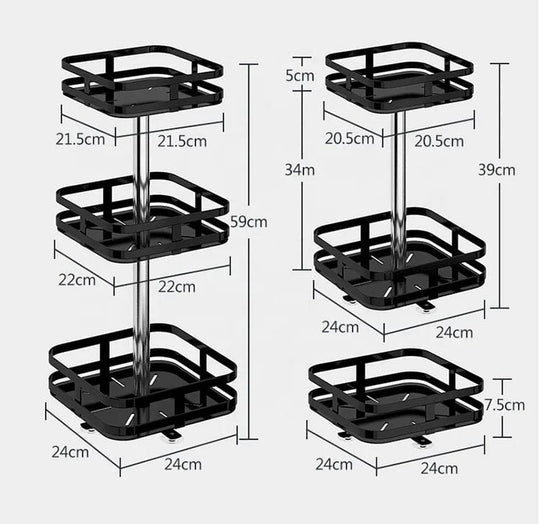 Stainless Steel Adjustable Shelf 3 Tier Organizers: 360-Degree Kitchen Storage Solution