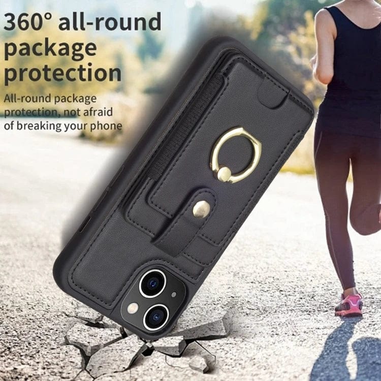BF27 Metal Ring Card Bag Holder Phone Case For iPhone X/XR/SE/7/8/11/12/13/14/Pro Max/Plus Smart Phone Case