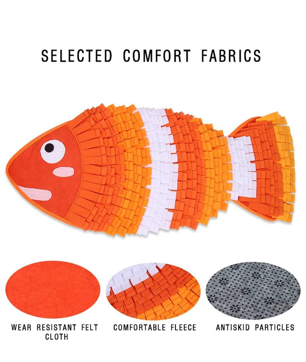 Luxury Fleece Large Blanket, Your Pet's Ultimate Fish Shape Puzzle Snuffle Mat