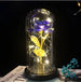 Eternal Spark: Artificial Valentine's Day Gifts - Golden Rose LED Lamp in Glass Dome