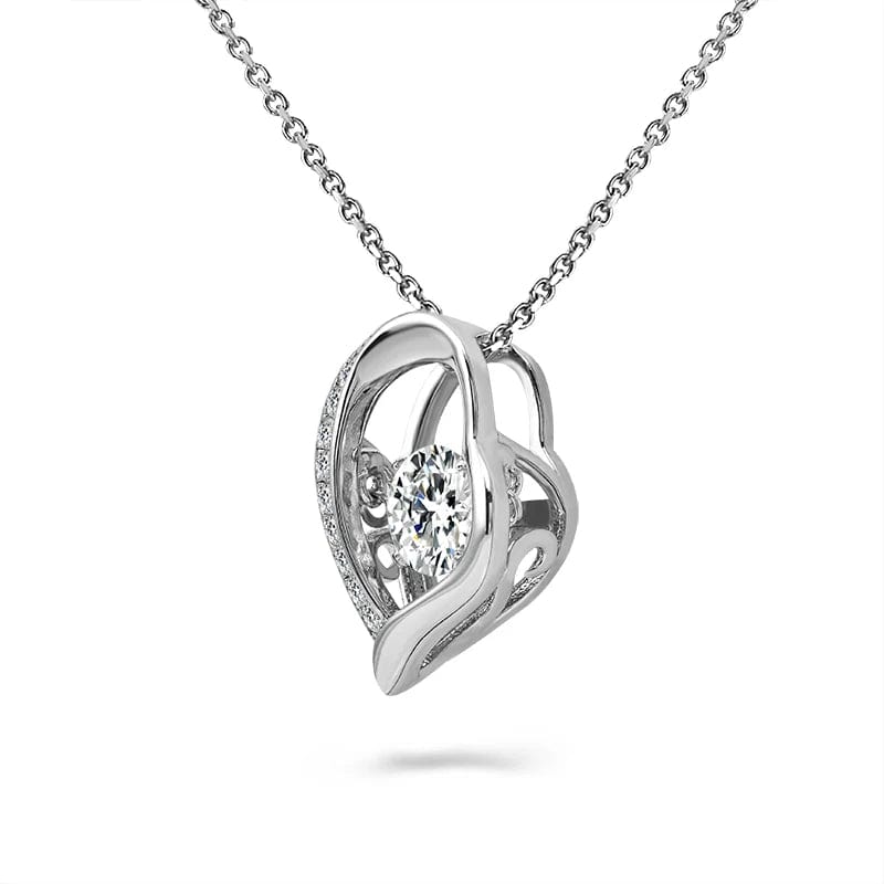 Redoors Jewelry Wholesale - Sterling Silver Heart-Shaped Moissanite & CZ Pendant Necklace