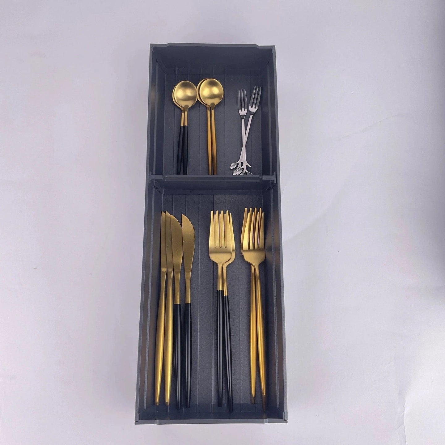 Goldmine cabinet cutlery tray untensile drawer organizers spoons storage holder aluminum silverware tray