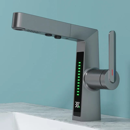 Upgrade Your Space: Single Handle Pull Out Faucet with Digital Display for Style and Convenience