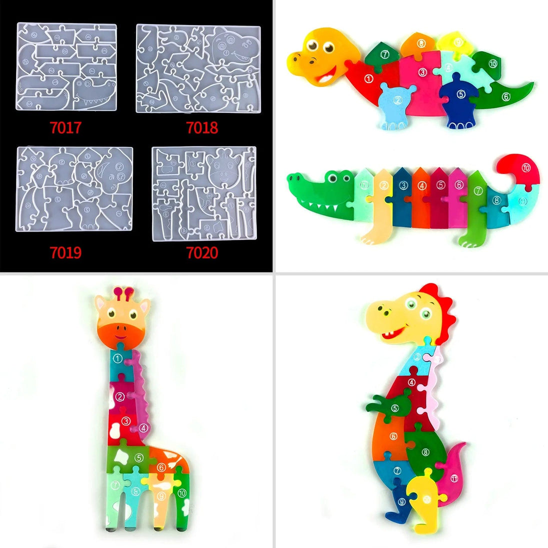 Craft Your Jurassic World: Dive into Creativity with our Silicone Epoxy Dinosaur Puzzle Molds