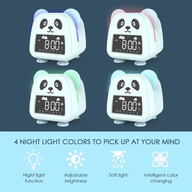 Premium Panda Clock: Adjustable Brightness & Volume, Ideal Children's Sleep Trainer