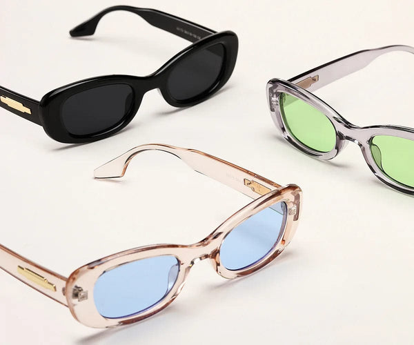 Oval Sunglasses - Retro Small Sun Glasses for Women with Candy-Colored Lenses