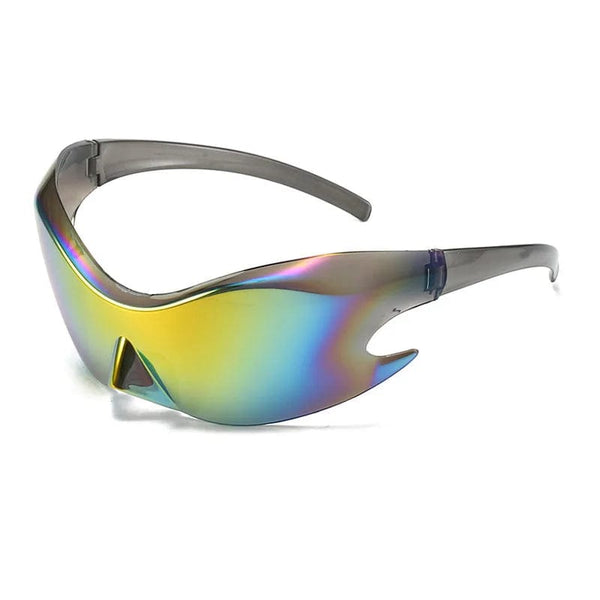 Oversized Futuristic Y2K Shield Sun Glasses - Wrap Around Fashion for Men and Women, Superhero Chic Sunglasses Shades