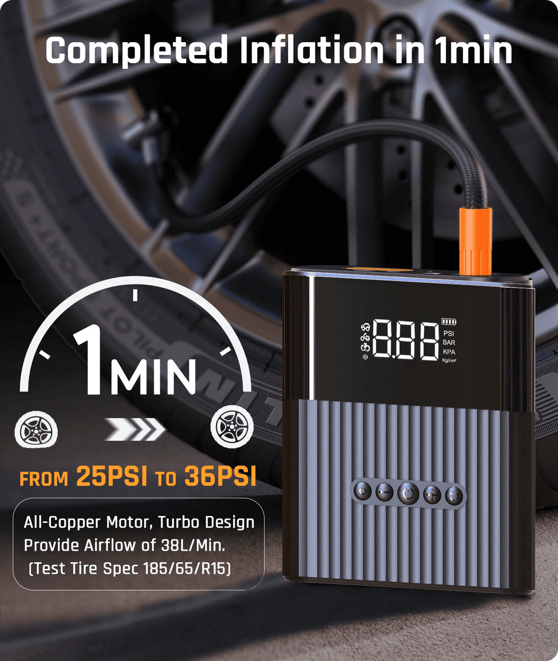 Powerful and Portable: Mini Size Rechargeable Car Jump Starter with Digital Air Compressor