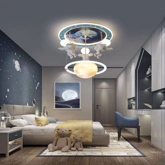 Whimsical Wonder: Moon Chassis Spaceman Ceiling Lamp - Modern Classic Decor for Kids' Rooms