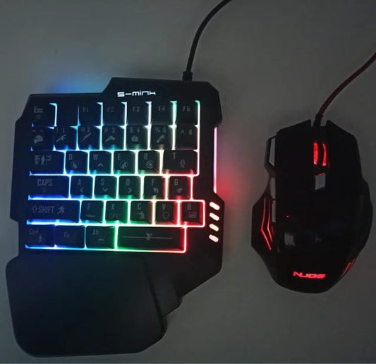 Mini Portable RGB Gaming Mouse and Keyboard with 35 Keys and Adapter for Mobile Phone