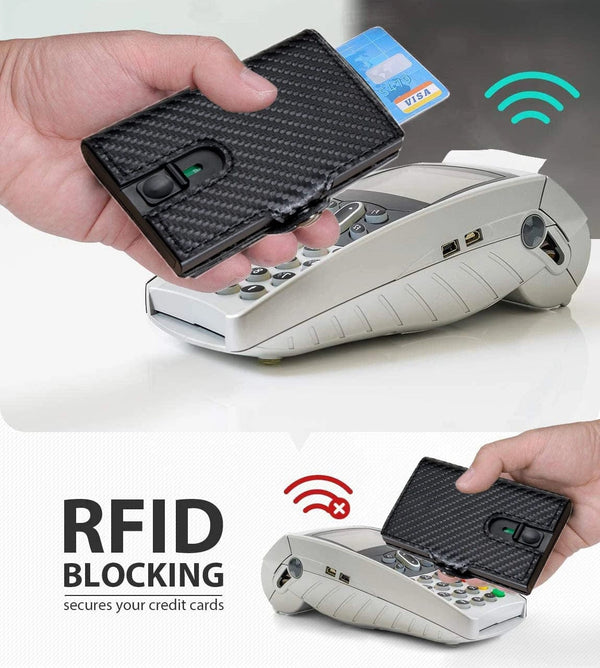 Modern Innovation: Carbon Fiber Leather Pop-It Wallet with RFID Protection and Pop-Up Mechanism