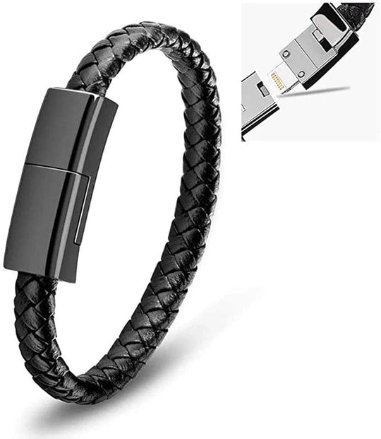 Elevate your style and stay connected with our Leather Braided Bracelet Data Charger