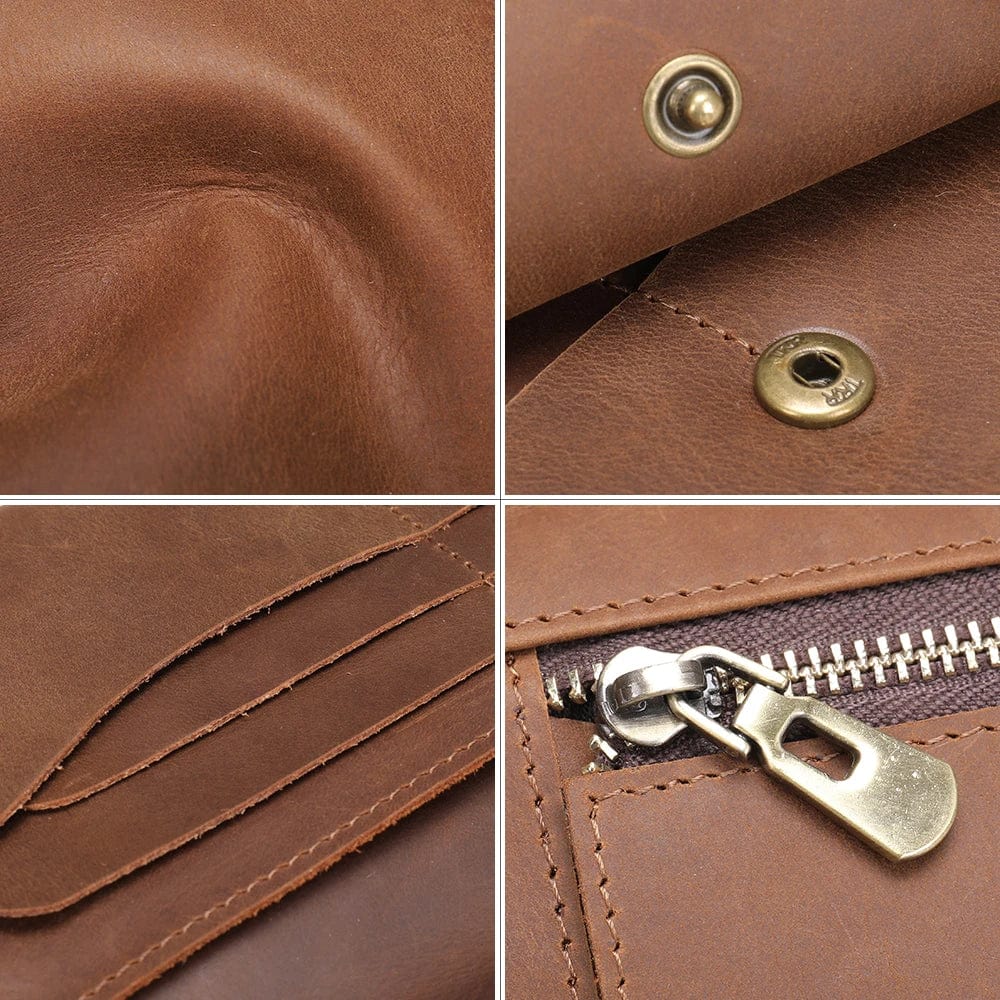 Marrant vintage cowhide leather men's long wallet card holder slim minimalist money clips crazy horse wallet