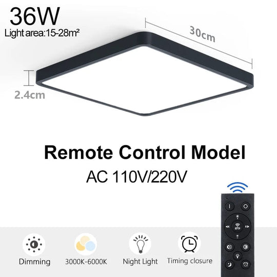 Modern Elegance: 36W Smart LED Ceiling Lamp for Bedroom and Living Room - 2.4G Remote Dimmability