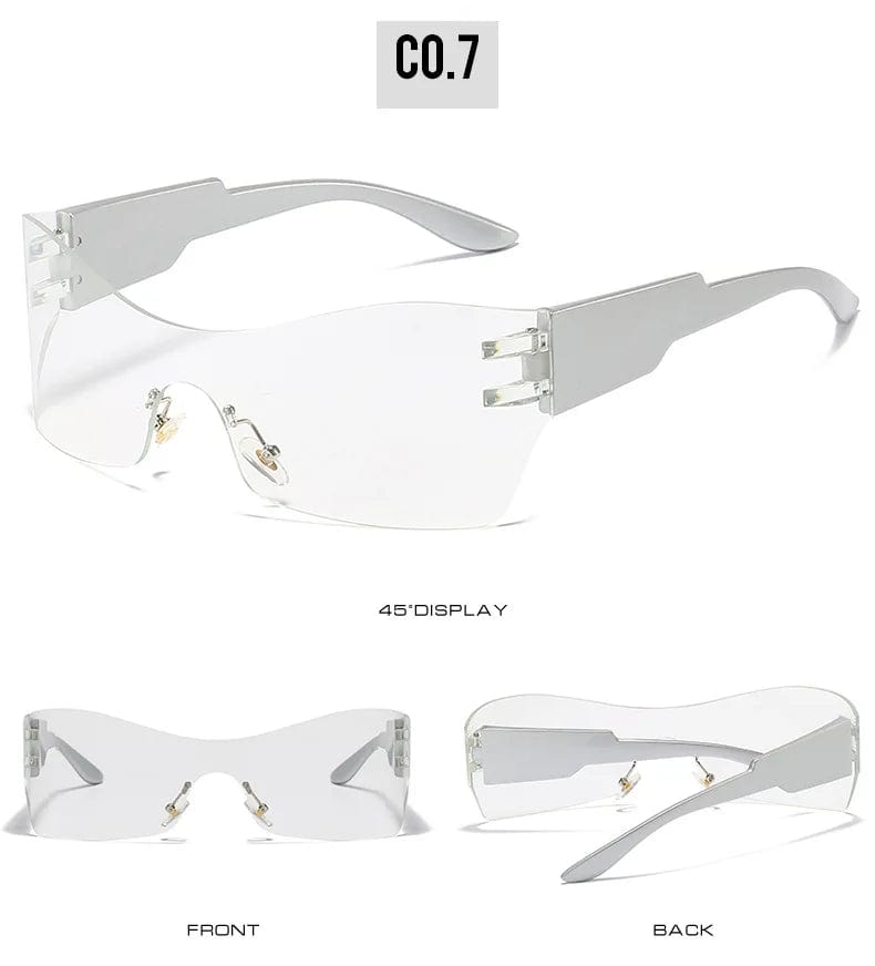 DL Glasses: Punk Cat Eye Wrap Sports Shades with Mirrored Lenses