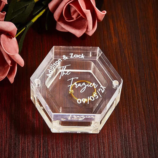 Elegance Unveiled: Handmade Wooden Hexagon Ring Box for Your Special Moments