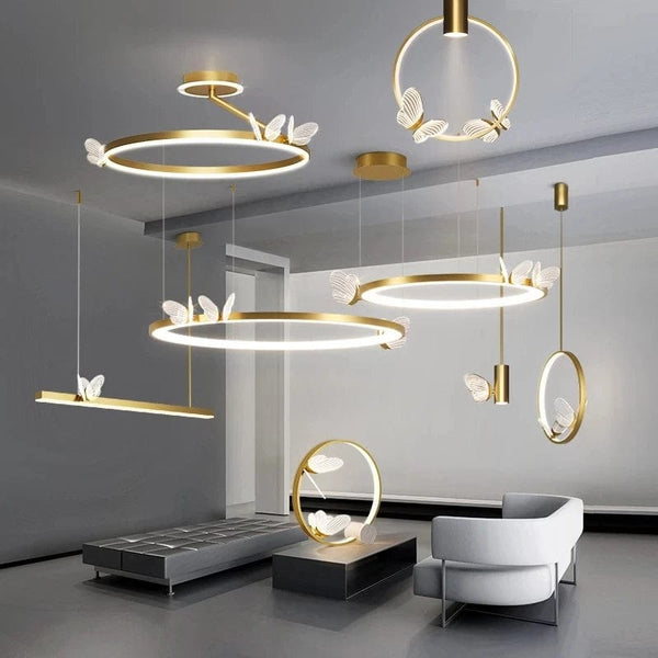 Elegant Illumination: Acrylic and Gold Modern LED Chandelier - Decorative Ceiling Pendant Lights for a Stylish Home