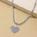 Gold-Plated Barefoot Foot Jewelry - Silver Tennis Rhinestone Crystal Love Heart Charm Anklet for Women