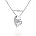 Redoors Jewelry Wholesale - Sterling Silver Heart-Shaped Moissanite & CZ Pendant Necklace