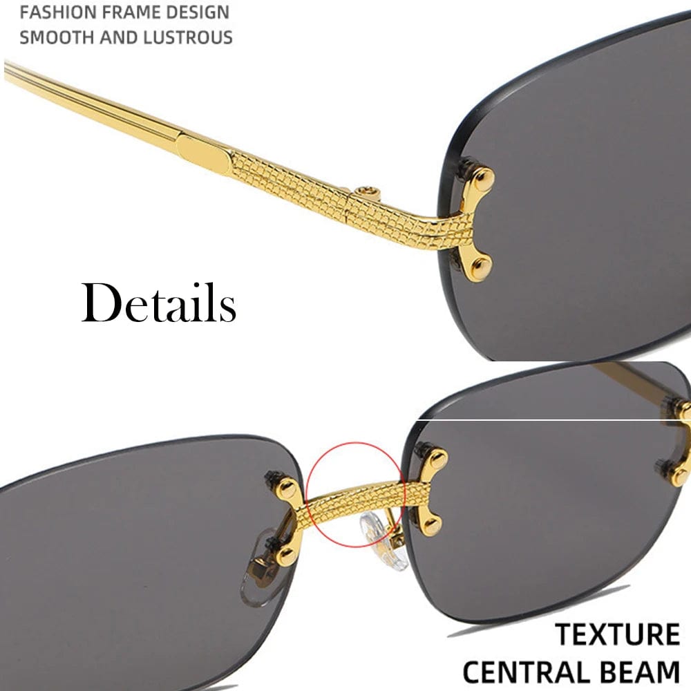 Trendy Vintage Rimless Sunglasses: Small Round Shape for Women and Men - Fashion Shades