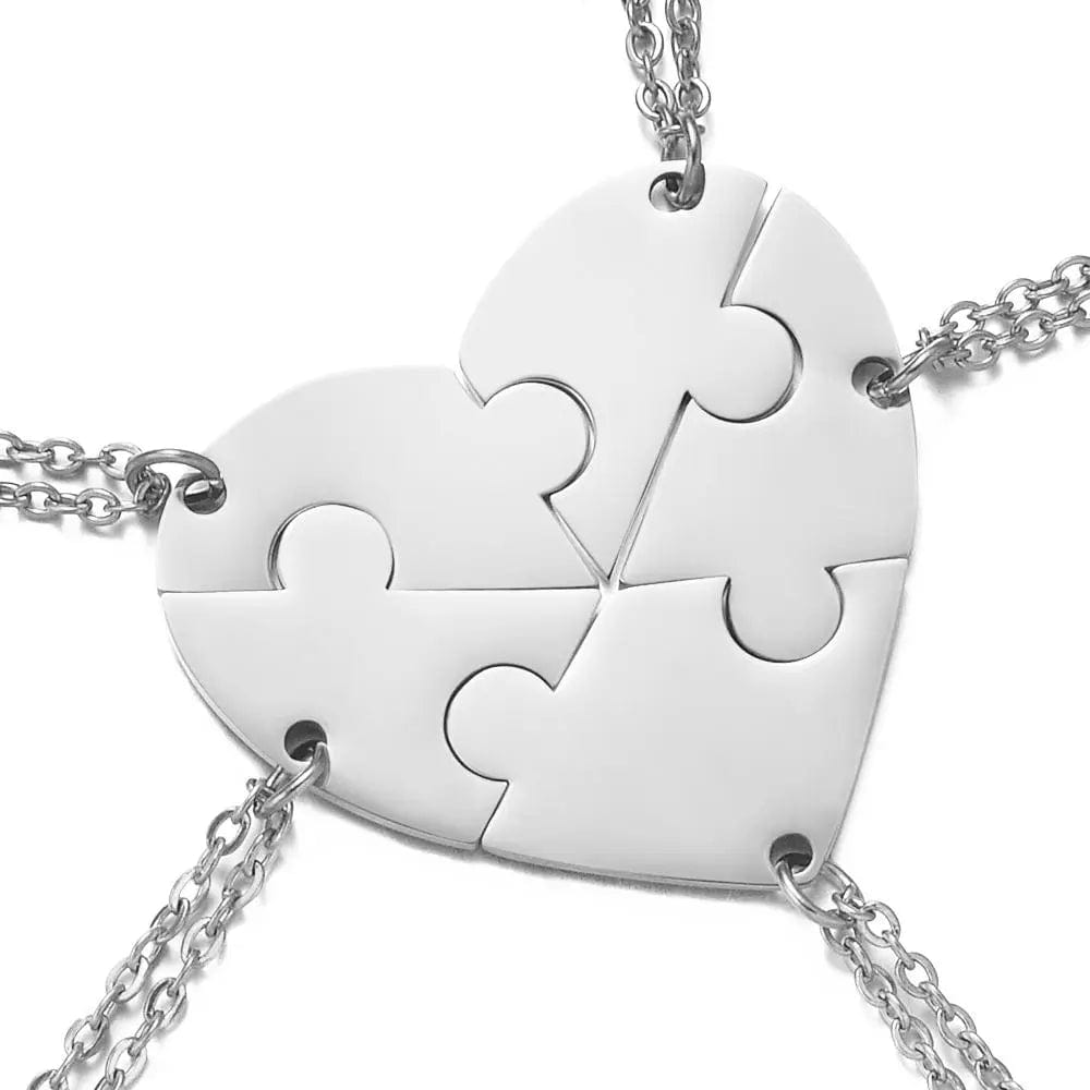 Forever Linked Hearts: Personalize Your Bond with Our Stainless Steel Puzzle Necklace