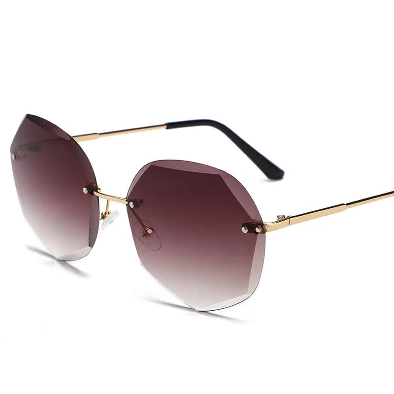 Stylish UV400 Oversized Rimless Sunglasses for Women - Trendy Fashion Eyewear