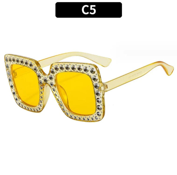 Luxury Oversize Retro Square Sunglasses with Rhinestone Bling: Newest Fashion for Women