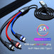 Nylon Braided 5A Super Fast VOOC charging Mobile Micro USB Cable 3 in 1 USB Charging Cable For iphone 12 Android