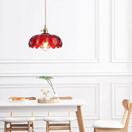 Playful Illumination: Pendant Light with Colorful Glass - LED Chandelier for Stylish Kitchen Spaces