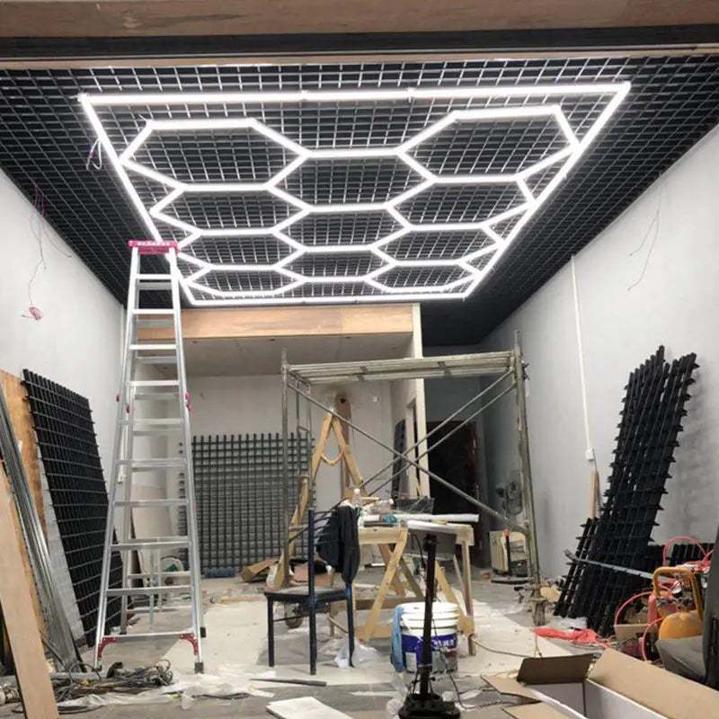 Modern Design, Superior Illumination: Honeycomb Hexagon Ceiling Lamp for Car Wash