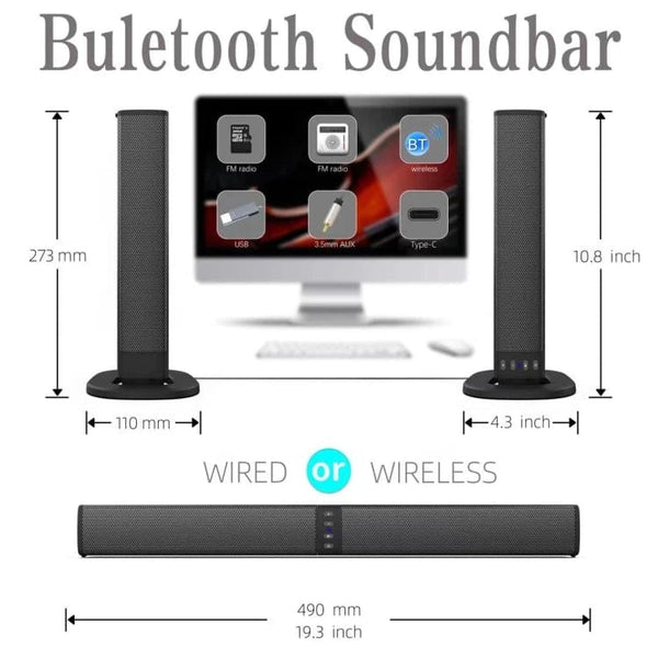 BS-36 V5.0: 20W Multi-Function 3D Stereo Surround Hifi Subwoofer Soundbar Wireless Speaker