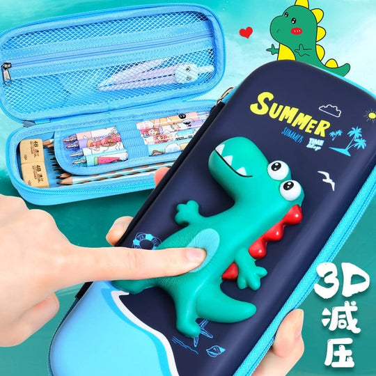 Dinosaur Pencil Case - Your Kid's Adventure Stationery Companion with a Fun Fidget Toy