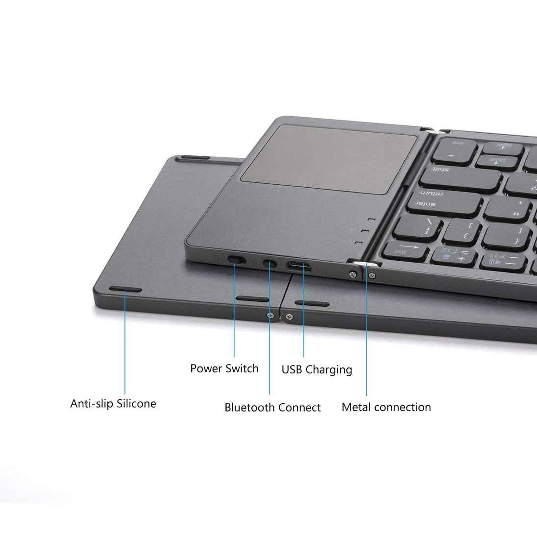 Enhance Productivity on the Go with our Portable Bluetooth Touch Pad Wireless Keyboard