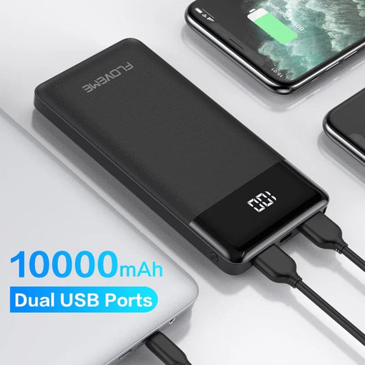 Mini Powerbank 10000mAh: Your Perfect Battery Boost with LED Indicator and Dual USB.