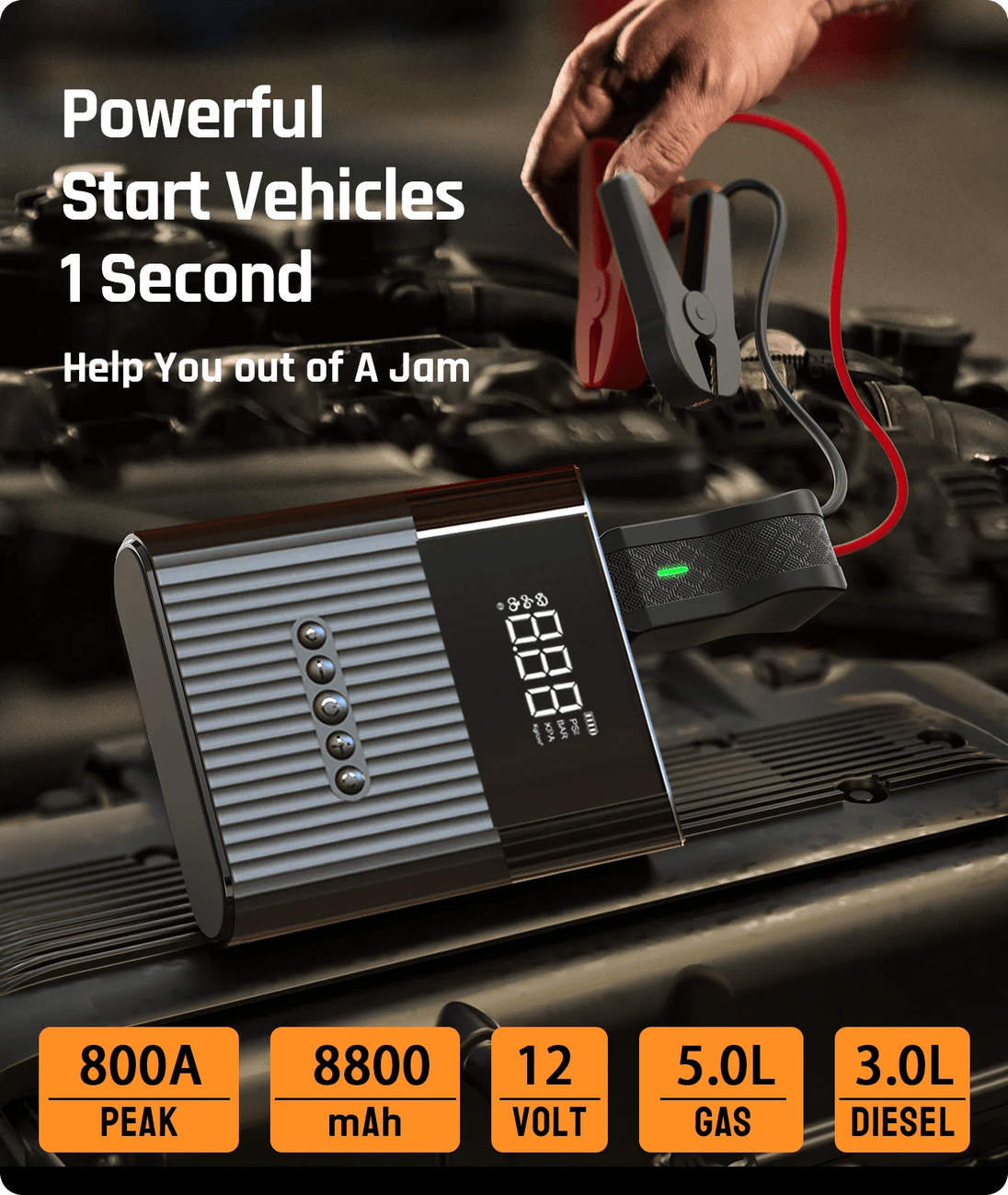 Vehicle Jump Starters - New Technology Rechargeable Car Jump Starter with Tire Inflator