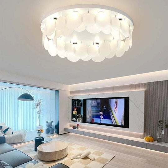 Luxurious Simplicity: Nordic Modern Iron LED Ceiling Lamp - Elegant Round Design for Bedroom and Living Room Ceiling Light