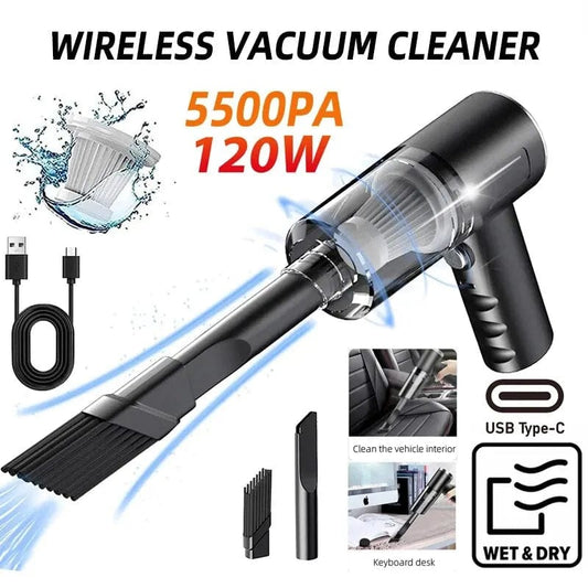 Black Wireless Vacuum Cleaner - Powerful Performance for Home and Car