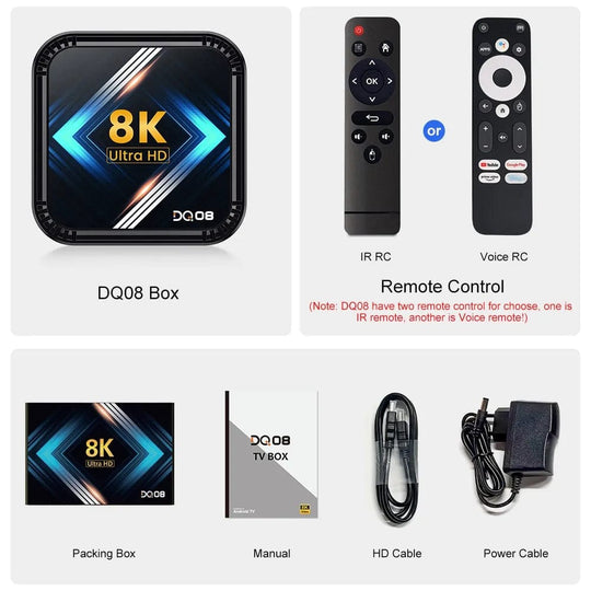 Explore 4K HDR10+ with the DQ08 RK3528 Smart TV Box - Dual WiFi, Google Voice