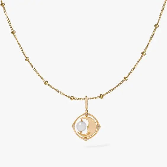 Trendy 18K Real Gold Necklace with Natural Freshwater Pearl Charm Bead Pendant - Solid 18K Yellow Gold Jewelry