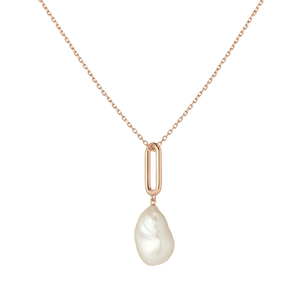 Trendy 18K Real Gold Necklace with Natural Freshwater Pearl Charm Bead Pendant - Solid 18K Yellow Gold Jewelry